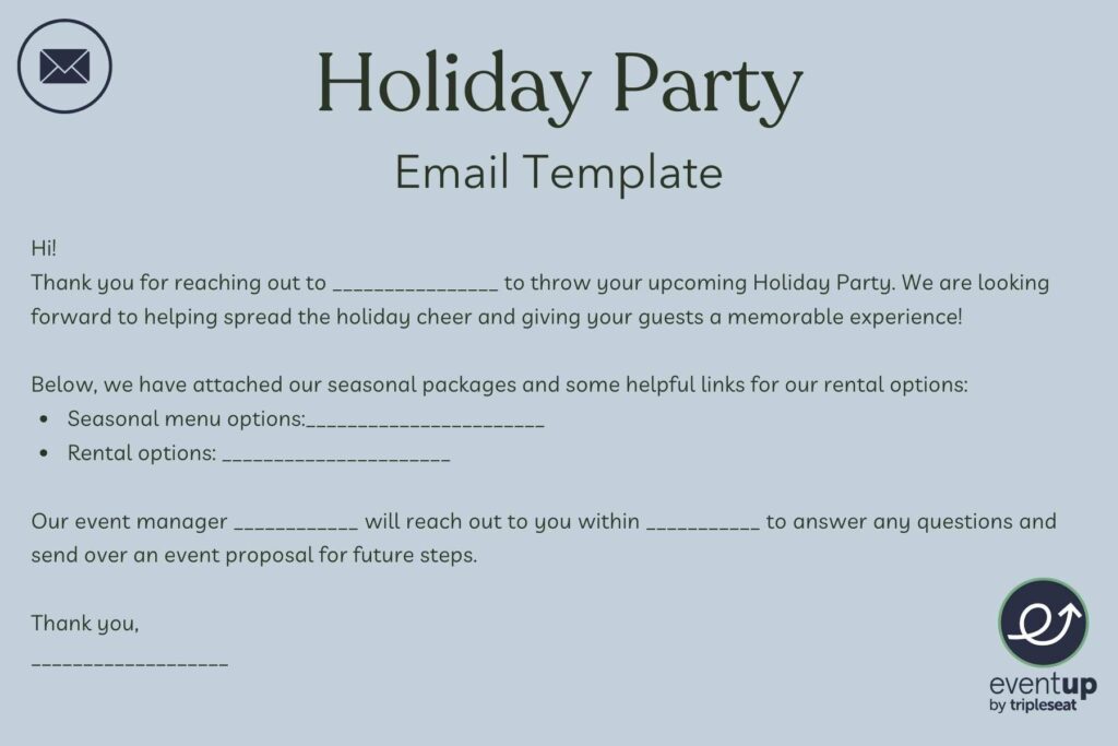 Holiday party email template
