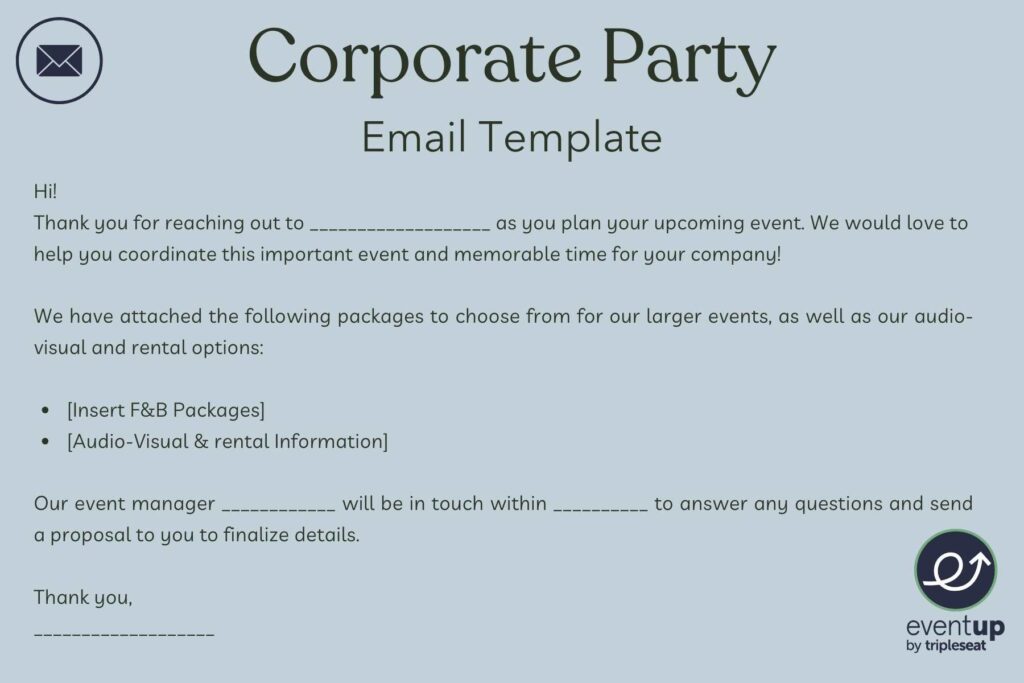 Holiday party email template
