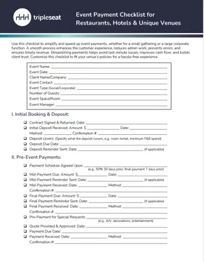 Event Payment Checklist