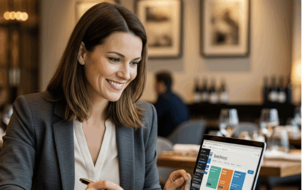 CRM event sales person looking over data - AI Generated - 09122025