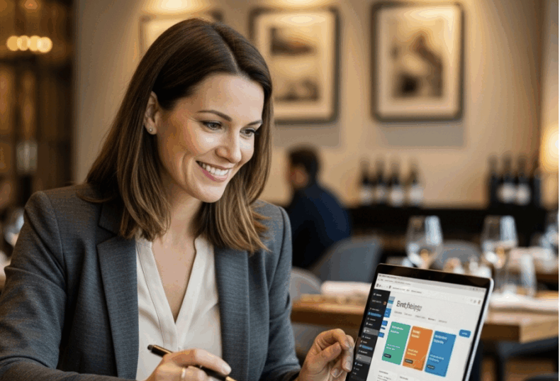 CRM event sales person looking over data - AI Generated - 09122025
