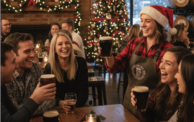 brewery staff duing holiday event