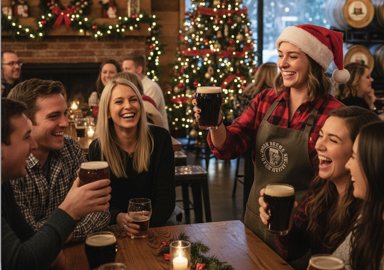 brewery staff duing holiday event