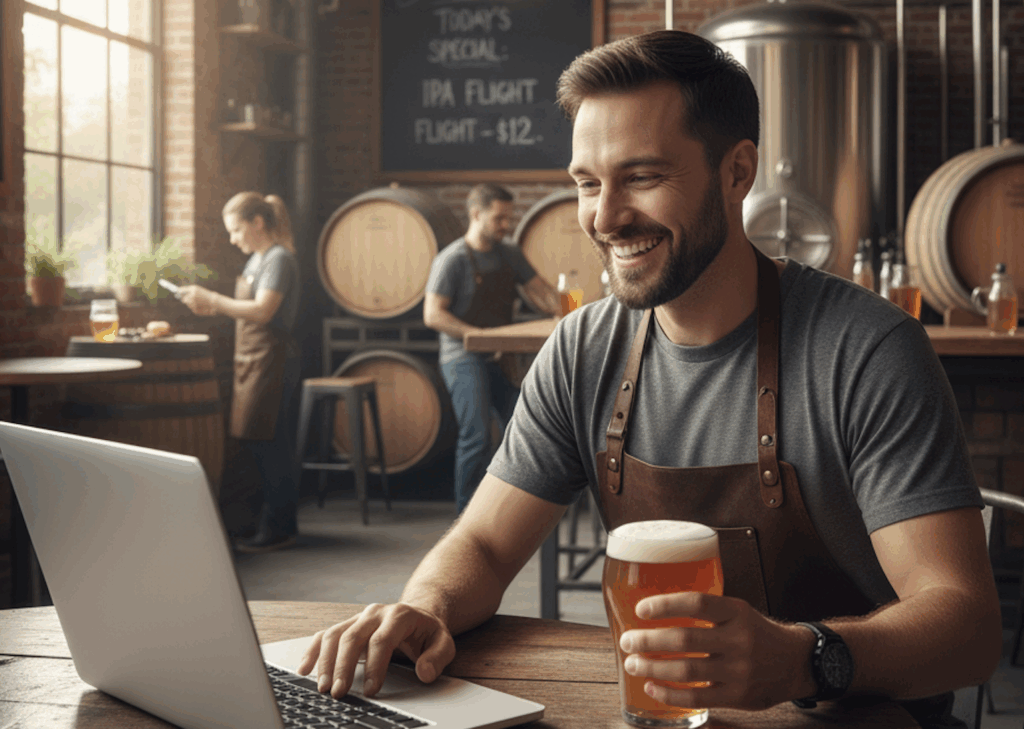 happy brewery staff working on events - AI Generated - Gemini - 10032025