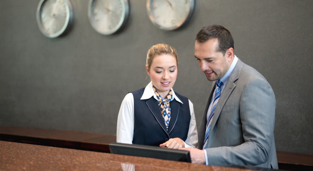 front desk at a hotel